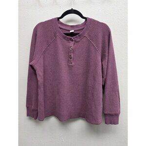 Old Navy Sweater Womens XL Waffle Knit Long Sleeve Henley Pullover Cozy Top